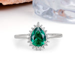 Classic Vintage 3-Prong Pear Cut Emerald Engagement Ring - Additional view