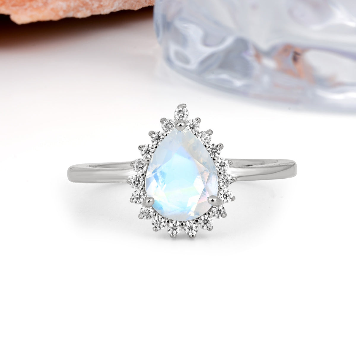 Classic Vintage 3-Prong Pear Cut Moonstone Engagement Ring - Additional view