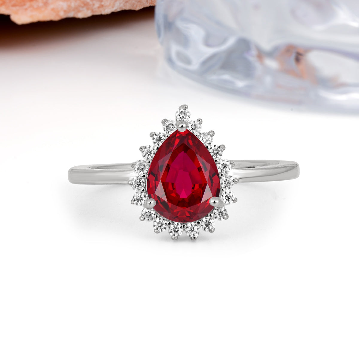 Classic Vintage 3-Prong Pear Cut Ruby Engagement Ring - Additional view