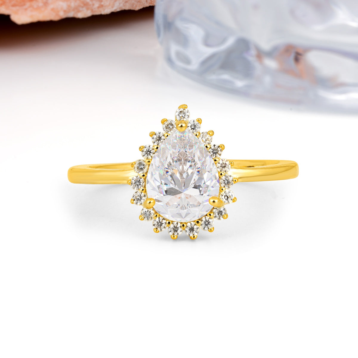 Classic Vintage 3-Prong Pear Cut Moissanite Engagement Ring - Additional view