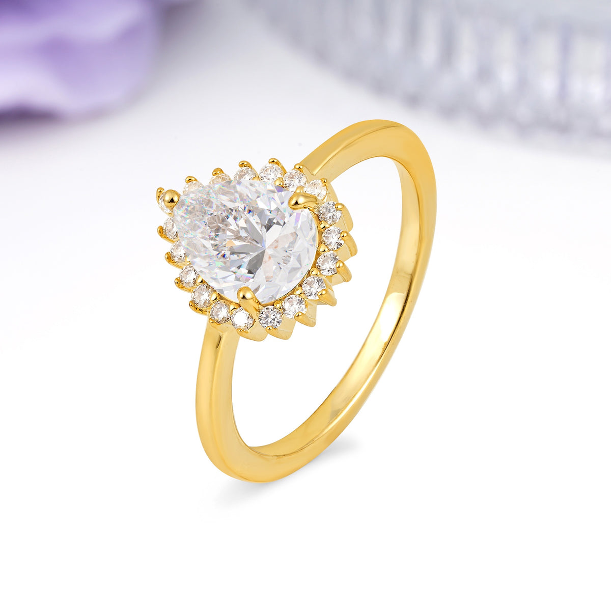 Classic Vintage 3-Prong Pear Cut Moissanite Engagement Ring - Additional view