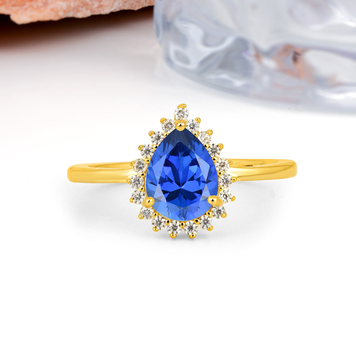 Classic Vintage 3-Prong Pear Cut Sapphire Engagement Ring - Additional view