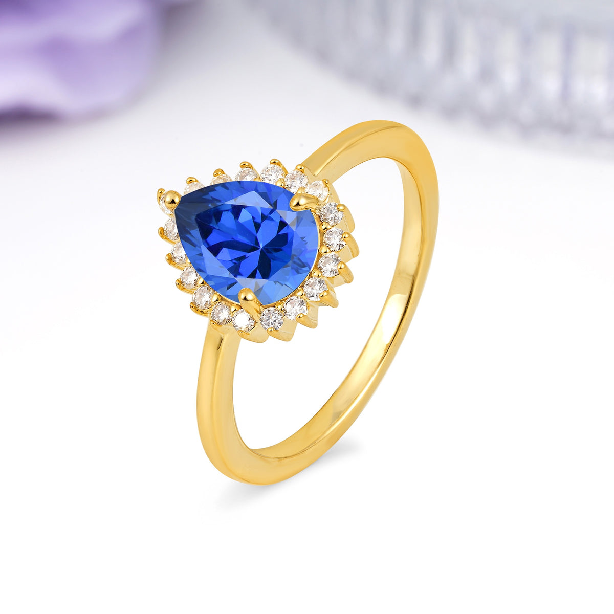 Classic Vintage 3-Prong Pear Cut Sapphire Engagement Ring - Additional view