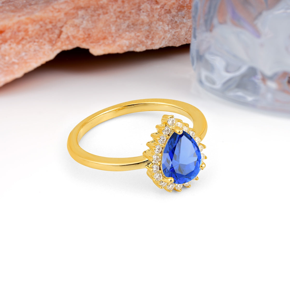 Classic Vintage 3-Prong Pear Cut Sapphire Engagement Ring - Additional view