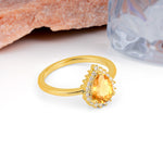 Classic Vintage 3-Prong Pear Cut Citrine Engagement Ring - Additional view