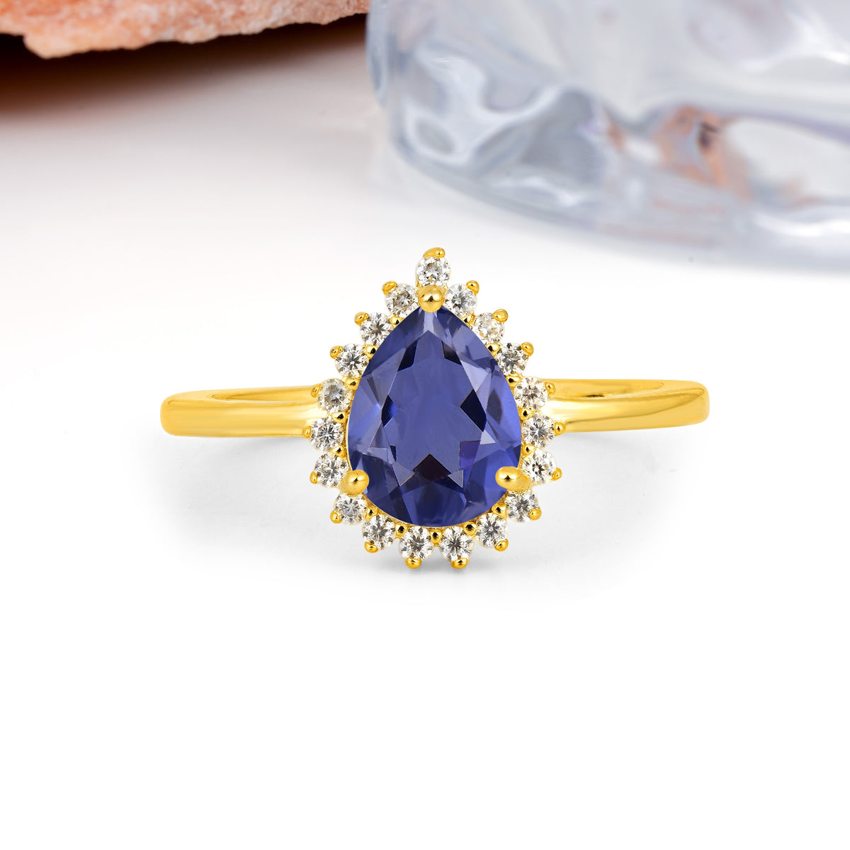Classic Vintage 3-Prong Pear Cut Tanzanite Engagement Ring - Additional view