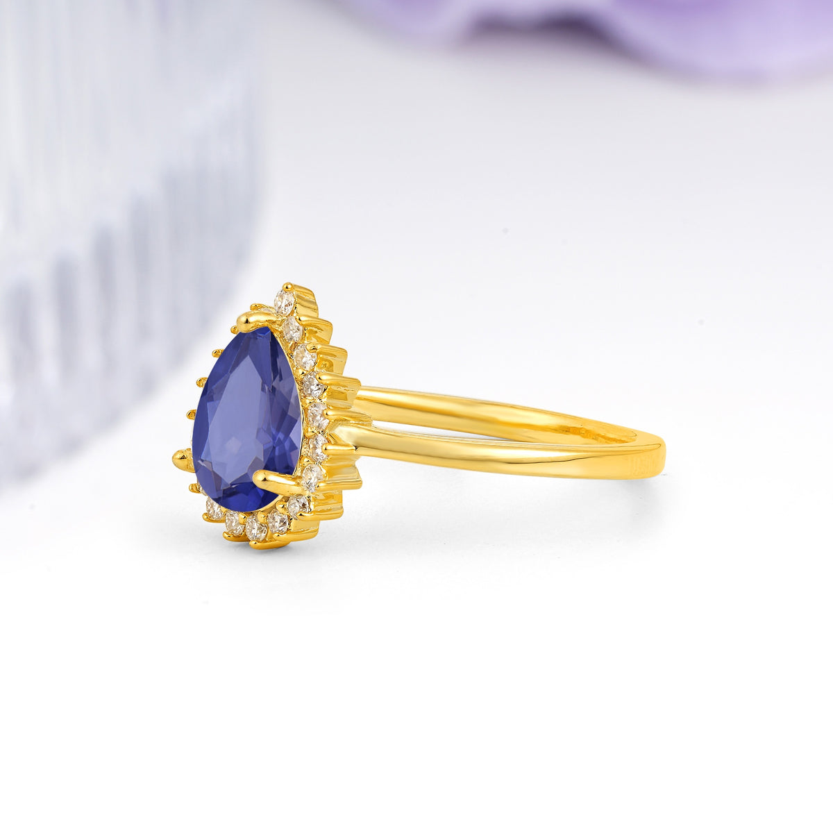 Classic Vintage 3-Prong Pear Cut Tanzanite Engagement Ring - Additional view