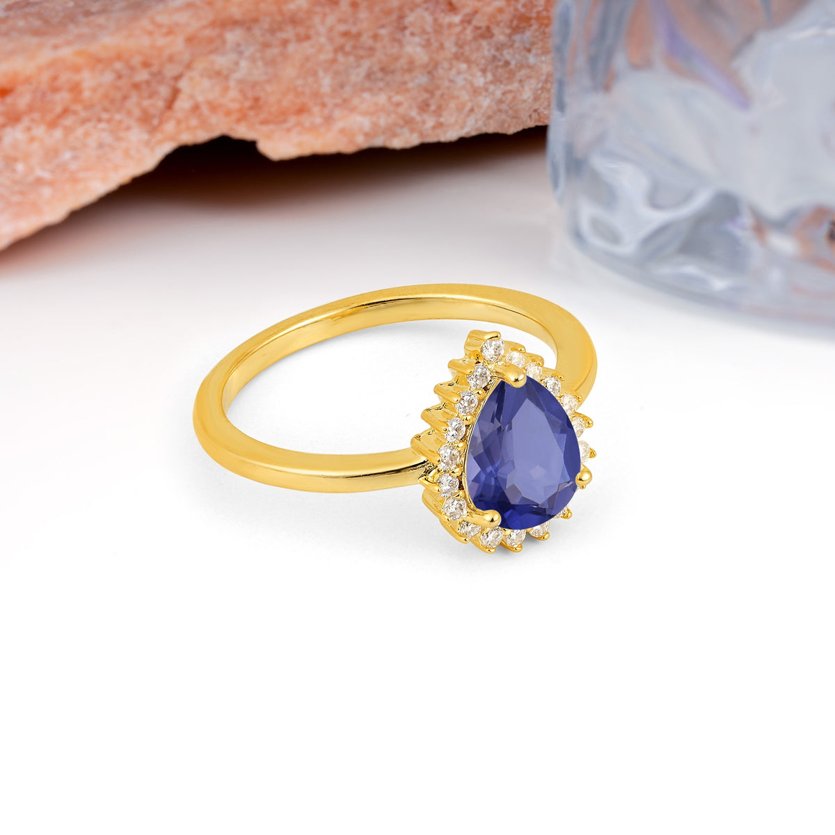 Classic Vintage 3-Prong Pear Cut Tanzanite Engagement Ring - Additional view