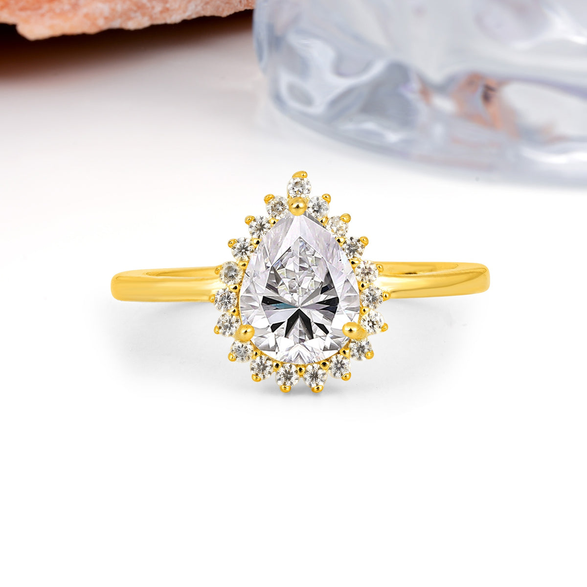 Classic Vintage 3-Prong Pear Cut Lab Diamond Engagement Ring - Additional view