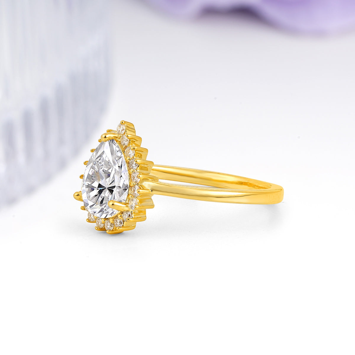 Classic Vintage 3-Prong Pear Cut Lab Diamond Engagement Ring - Additional view