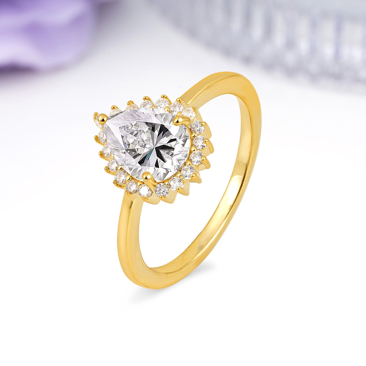 Classic Vintage 3-Prong Pear Cut Lab Diamond Engagement Ring - Additional view