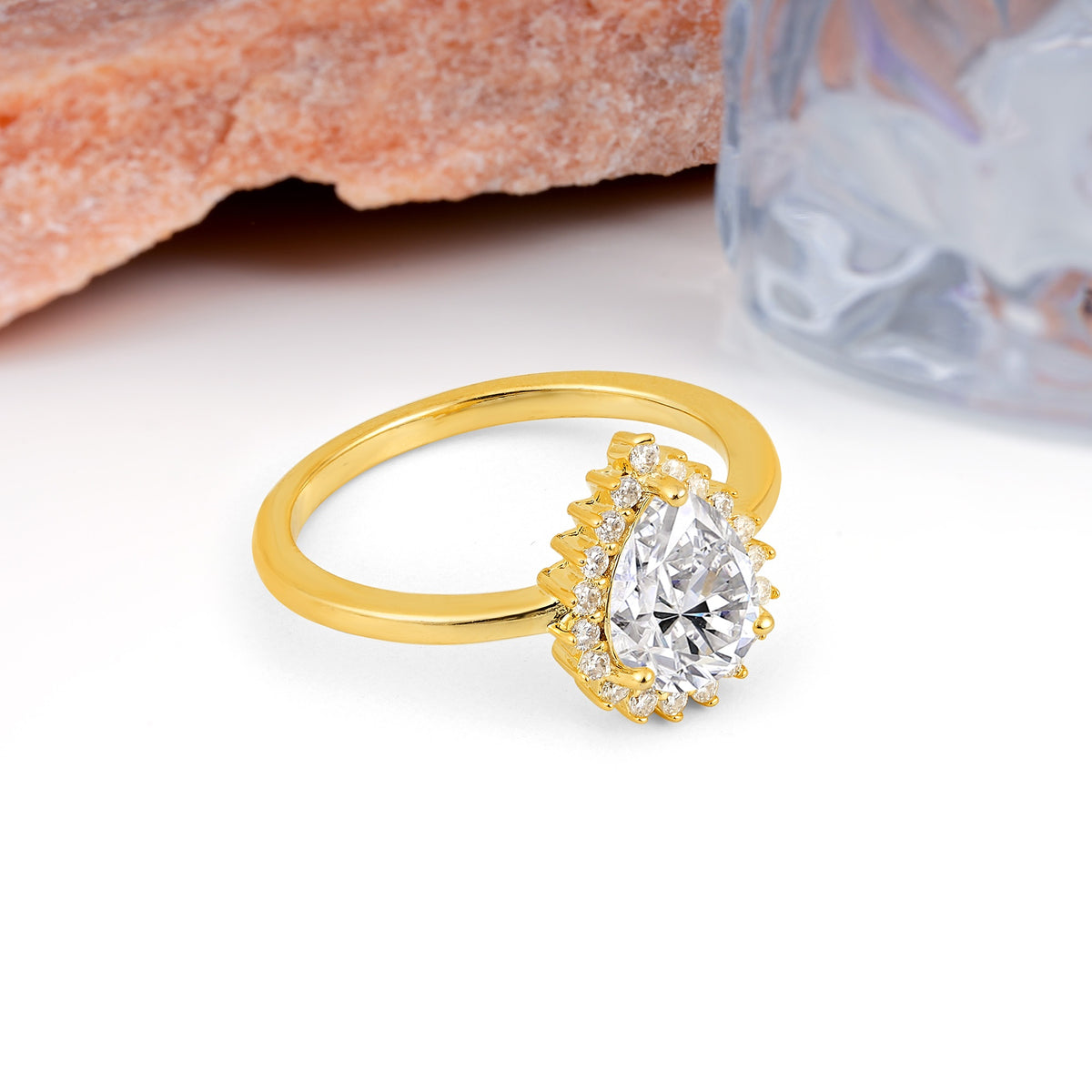 Classic Vintage 3-Prong Pear Cut Lab Diamond Engagement Ring - Additional view
