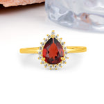 Classic Vintage 3-Prong Pear Cut Garnet Engagement Ring - Additional view
