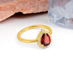 Classic Vintage 3-Prong Pear Cut Garnet Engagement Ring - Additional view