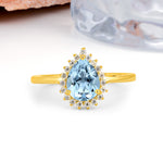 Classic Vintage 3-Prong Pear Cut Aquamarine Engagement Ring - Additional view