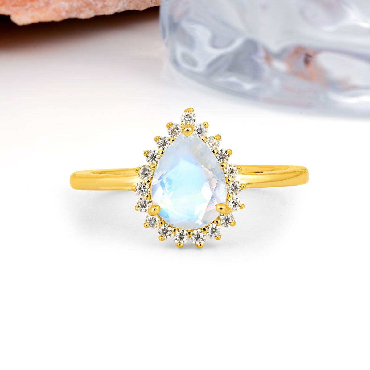 Classic Vintage 3-Prong Pear Cut Moonstone Engagement Ring - Additional view