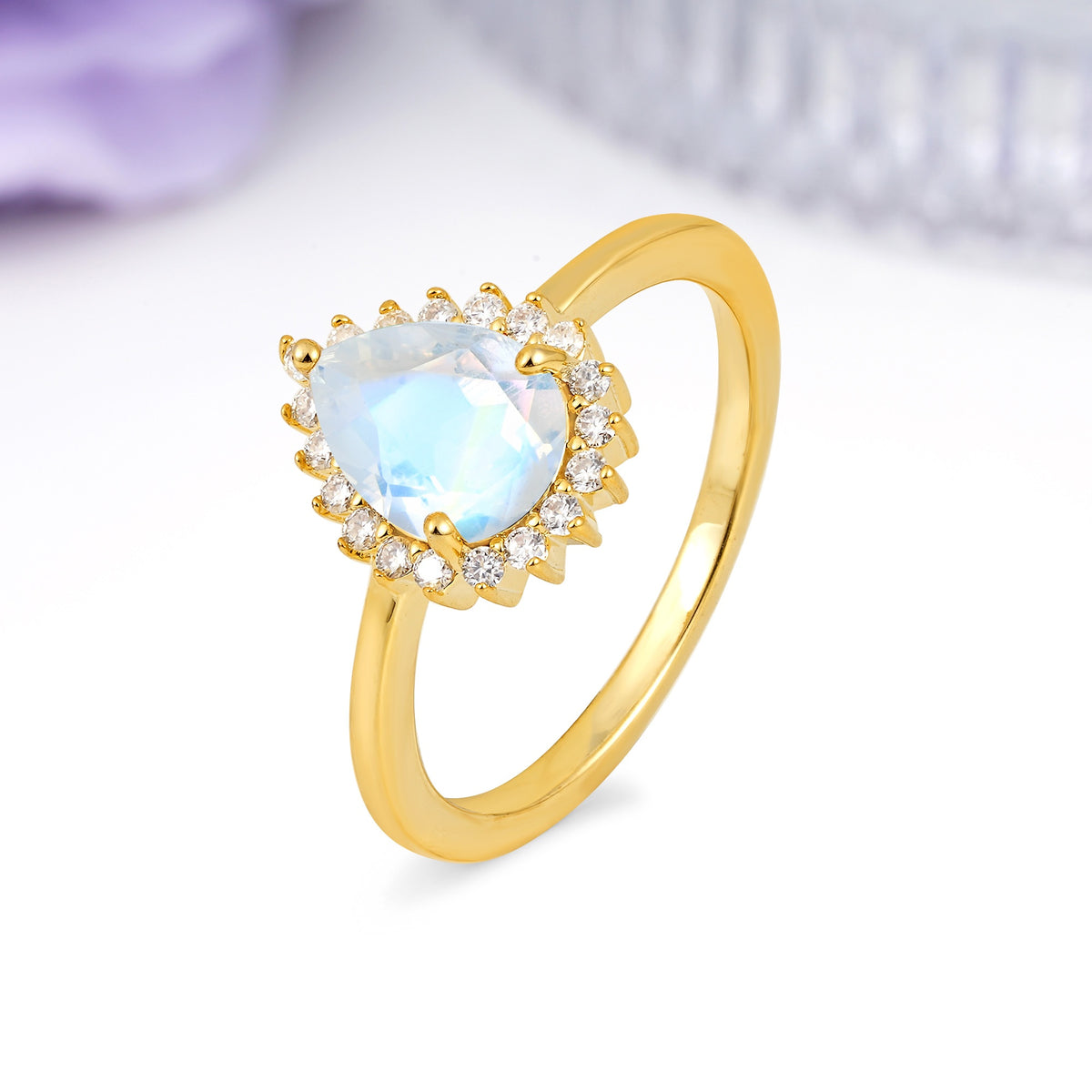 Classic Vintage 3-Prong Pear Cut Moonstone Engagement Ring - Additional view