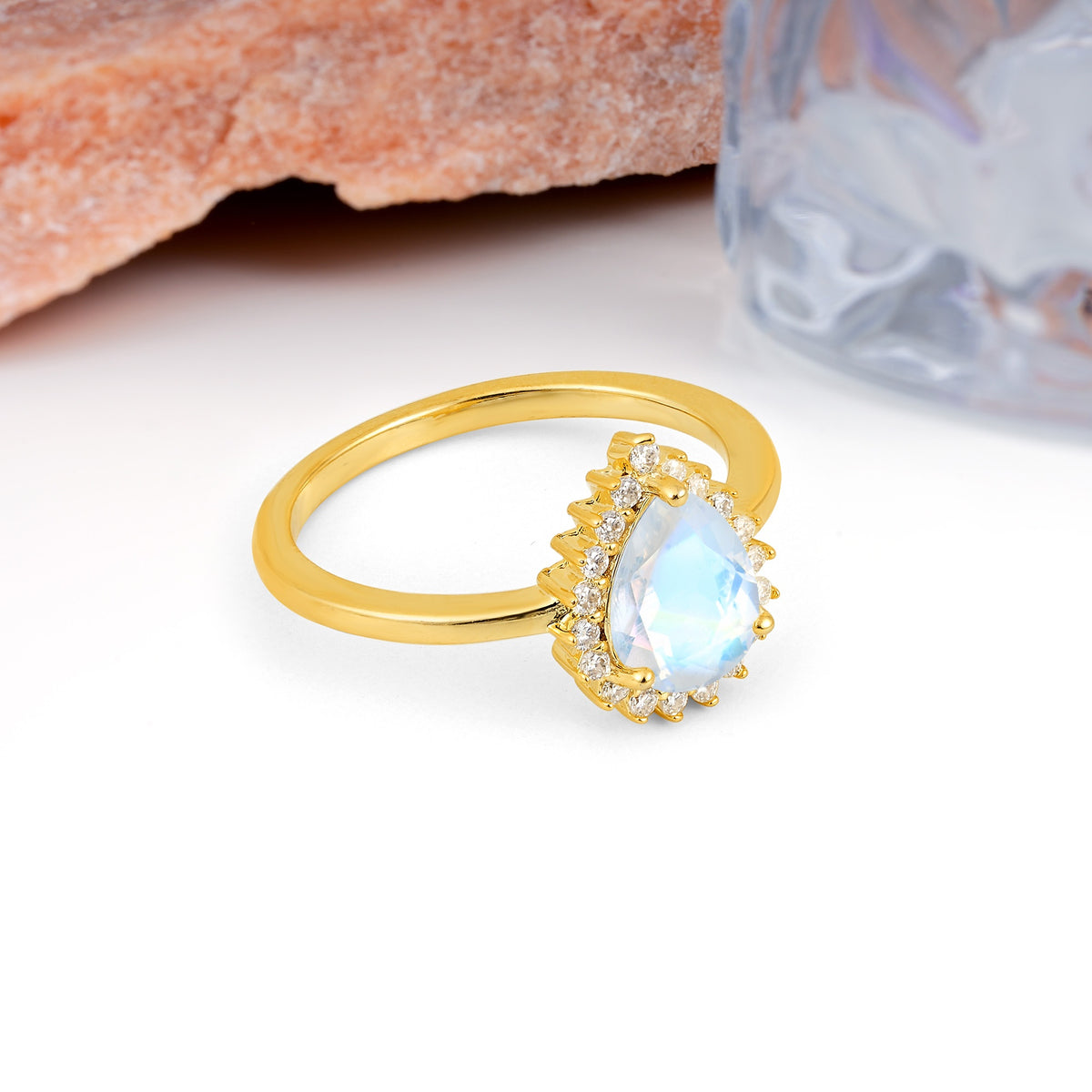Classic Vintage 3-Prong Pear Cut Moonstone Engagement Ring - Additional view