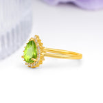 Classic Vintage 3-Prong Pear Cut Peridot Engagement Ring - Additional view