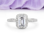 Classic Channel-Set, Vintage-Style 4-Prong Emerald Cut Lab Diamond Engagement Ring - Additional view