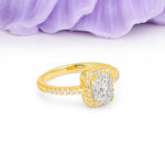 Classic Channel-Set, Vintage-Style 4-Prong Emerald Cut Moissanite Engagement Ring - Additional view