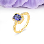 Classic Channel-Set, Vintage-Style 4-Prong Emerald Cut Tanzanite Engagement Ring - Additional view