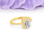 Classic Channel-Set, Vintage-Style 4-Prong Emerald Cut Lab Diamond Engagement Ring - Additional view