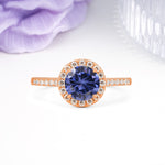 Luxurious Classic Pavé-Set, 4-Prong Round Cut Tanzanite Engagement Ring - Additional view