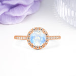 Luxurious Classic Pavé-Set, 4-Prong Round Cut Moonstone Engagement Ring - Additional view