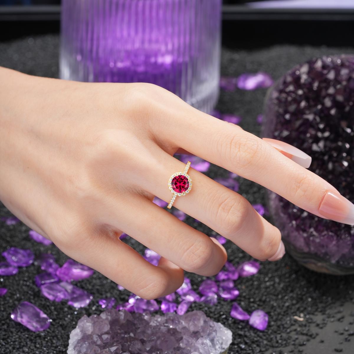Luxurious Classic Pavé-Set, 4-Prong Round Cut Ruby Engagement Ring