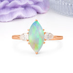 Classic, Minimalist 6-Prong Marquise Cut Fire Opal Engagement Ring - Additional view
