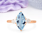 Classic, Minimalist 6-Prong Marquise Cut Aquamarine Engagement Ring - Additional view