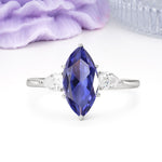 Classic, Minimalist 6-Prong Marquise Cut Tanzanite Engagement Ring - Additional view