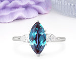 Classic, Minimalist 6-Prong Marquise Cut Alexandrite Engagement Ring - Additional view