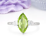 Classic, Minimalist 6-Prong Marquise Cut Peridot Engagement Ring - Additional view