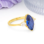 Classic, Minimalist 6-Prong Marquise Cut Sapphire Engagement Ring - Additional view