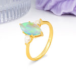 Classic, Minimalist 6-Prong Marquise Cut Fire Opal Engagement Ring - Additional view