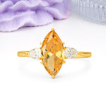 Classic, Minimalist 6-Prong Marquise Cut Citrine Engagement Ring - Additional view