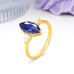 Classic, Minimalist 6-Prong Marquise Cut Tanzanite Engagement Ring - Additional view