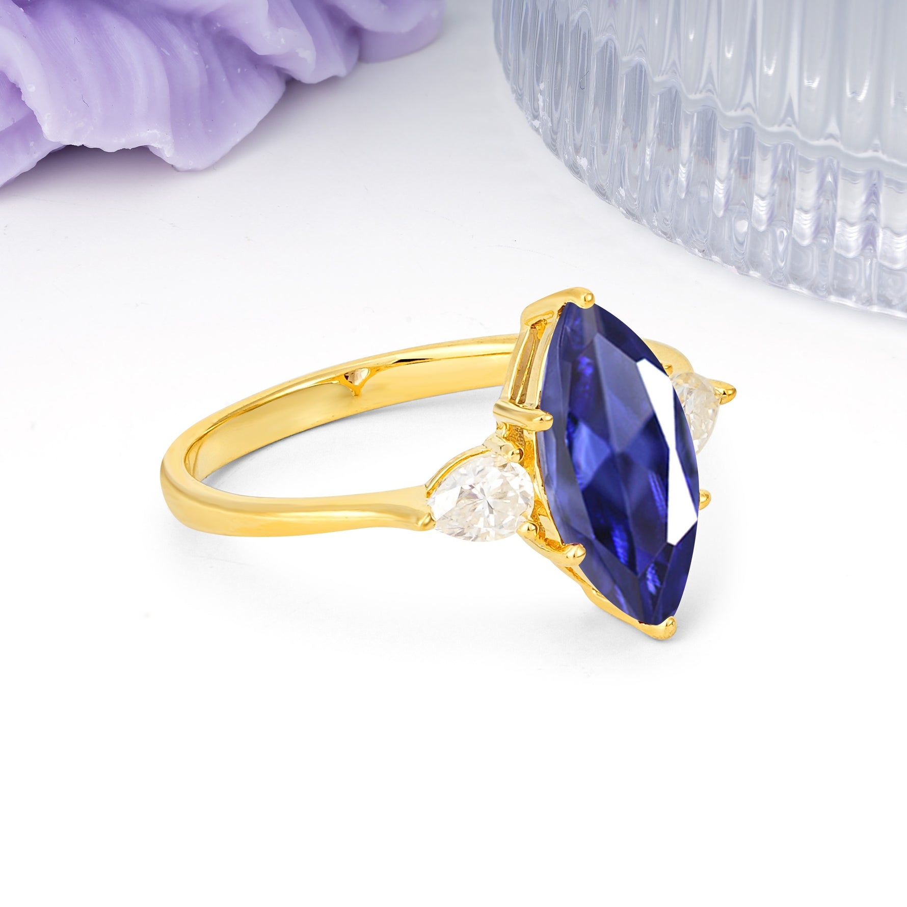 Classic, Minimalist 6-Prong Marquise Cut Tanzanite Engagement Ring - Additional view