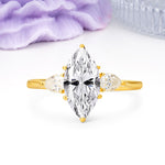 Classic, Minimalist 6-Prong Marquise Cut Lab Diamond Engagement Ring - Additional view