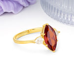 Classic, Minimalist 6-Prong Marquise Cut Garnet Engagement Ring - Additional view