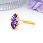 Classic, Minimalist 6-Prong Marquise Cut Amethyst Engagement Ring - Additional view
