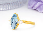 Classic, Minimalist 6-Prong Marquise Cut Aquamarine Engagement Ring - Additional view