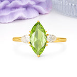 Classic, Minimalist 6-Prong Marquise Cut Peridot Engagement Ring - Additional view