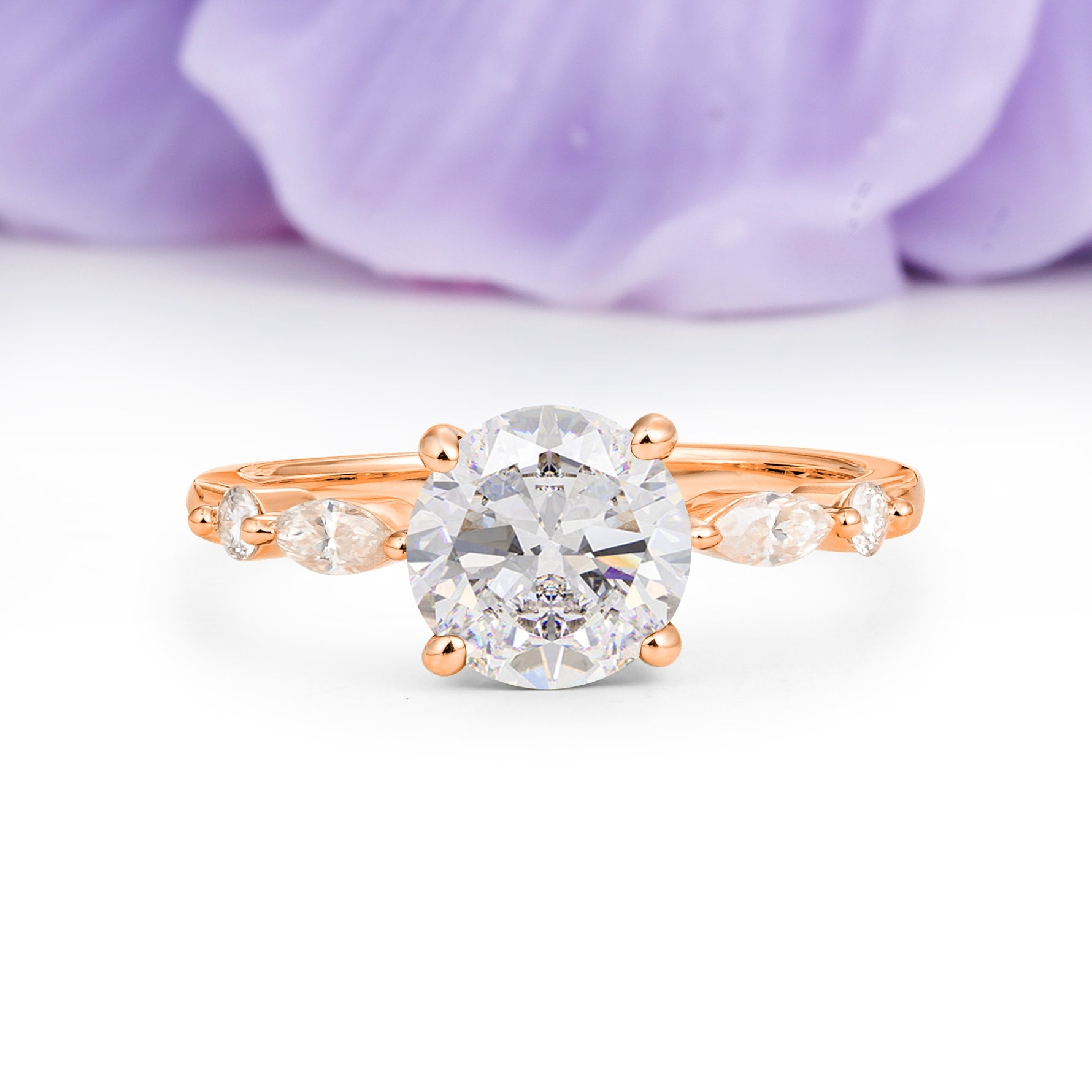 Classic Retro Luxury 4-Prong Round Cut Moissanite Engagement Ring - Additional view