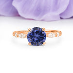 Classic Retro Luxury 4-Prong Round Cut Tanzanite Engagement Ring - Additional view