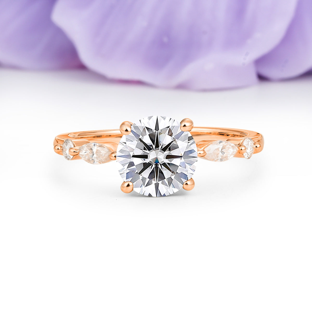 Classic Retro Luxury 4-Prong Round Cut Lab Diamond Engagement Ring - Additional view