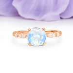Classic Retro Luxury 4-Prong Round Cut Moonstone Engagement Ring - Additional view