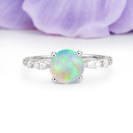 Classic Retro Luxury 4-Prong Round Cut Fire Opal Engagement Ring - Additional view